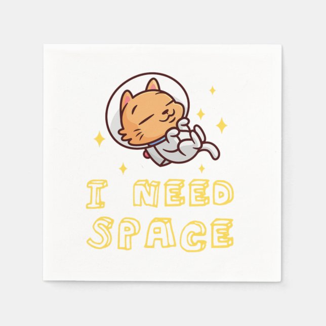 Serviette En Papier J'Ai Besoin De Chat Spatial Astronaut Kitten Lover (Devant)