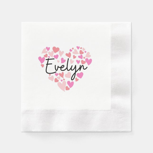 Serviette En Papier J'aime Evelyn (Devant)