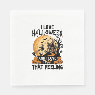 Serviette En Papier J'aime la maison hantée Halloween Sorcière de lune