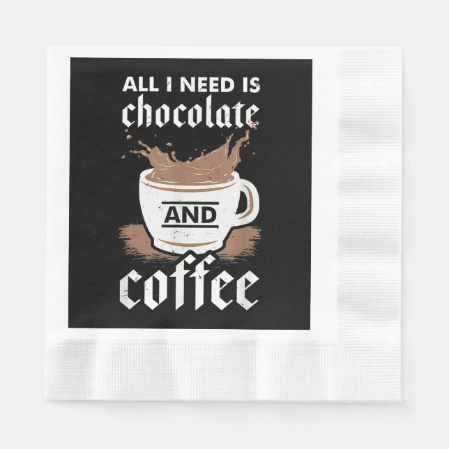Serviette En Papier J'Aime Le Chocolat Et Le Café (Devant)