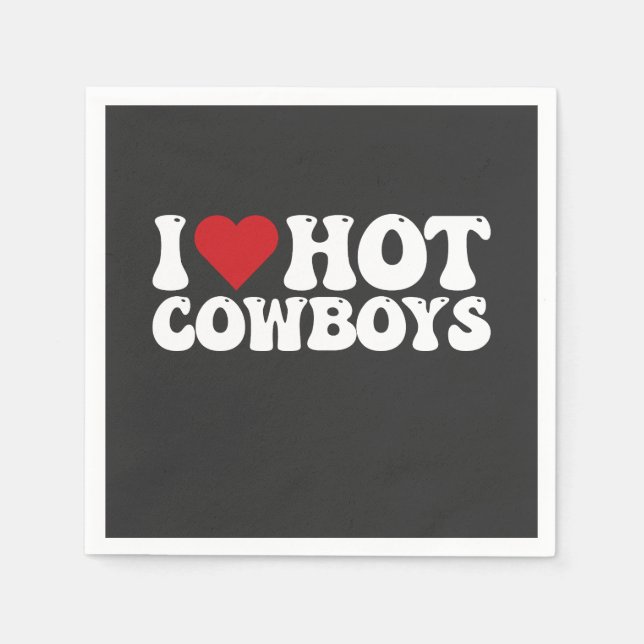 Serviette En Papier J'Aime Les Chauds Cowboys (Devant)