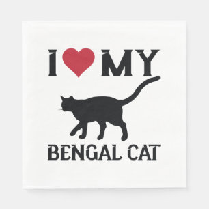 Serviette En Papier J'aime mon chat bengal