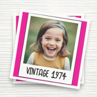 Jalon rose Vintage Anniversaire Photo Keepsaké