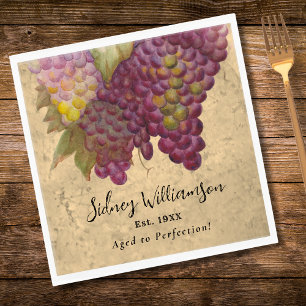 Serviette En Papier Jalon Vintage Anniversaire Vin Pays Thème