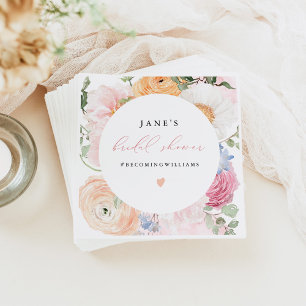 Serviette En Papier JANE Blush Pétales Floraux & Fête des mariées Pros