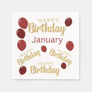 Serviette En Papier Janvier joyeux anniversaire serviettes