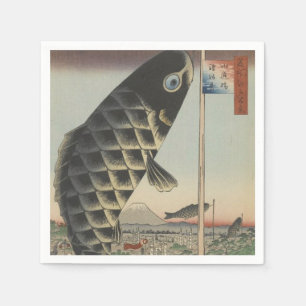 Serviette En Papier Japonais Koi Fish Festival Drapeau Antique