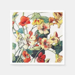 Serviette En Papier Jardin Art Nouveau Fleurs de Nasturtium