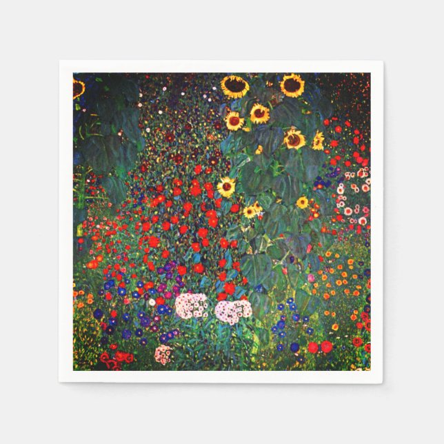 Serviette En Papier Jardin aux fleurs Gustav Klimt (Devant)