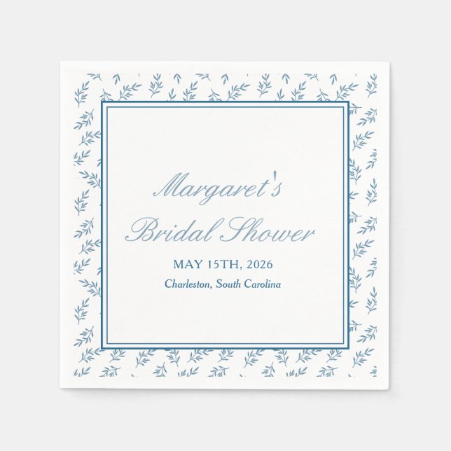 Serviette En Papier Jardin bleu intemporel Elegant Fête des mariées cl (Devant)