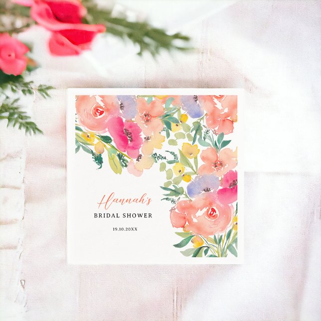 Serviette En Papier Jardin bohème floral lumineux et audacieux pour un (Bright bold boho garden floral bridal shower napkins)