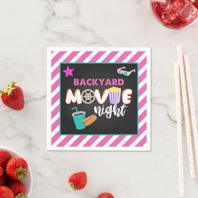Serviette En Papier Jardin Cinéma Nuit Napkin - Fille (En situation)