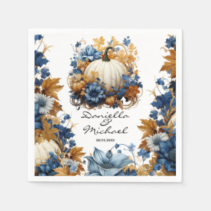 Serviette En Papier Jardin d'automne élégant Citrouille blanc