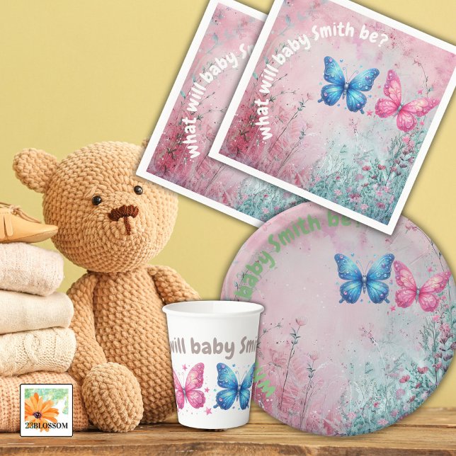Serviette En Papier Jardin de fête de révélation de sexe papillon mign (Créateur téléchargé)