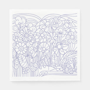 Serviette En Papier Jardin de fleurs bleu
