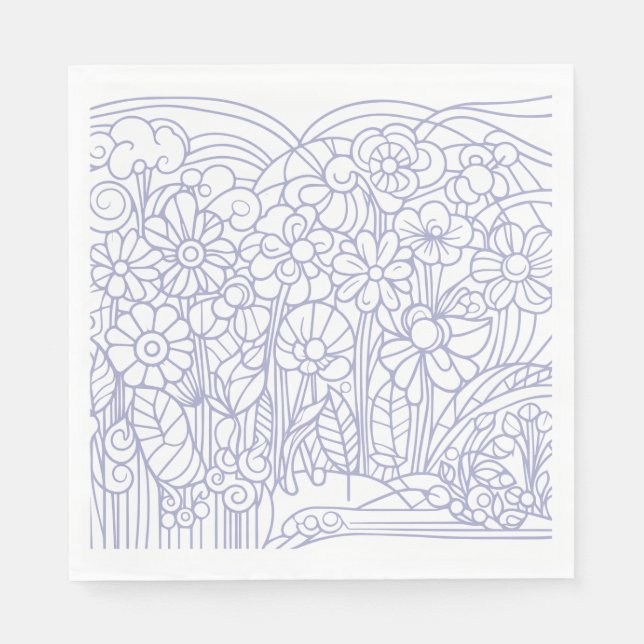 Serviette En Papier Jardin de fleurs bleu (Devant)