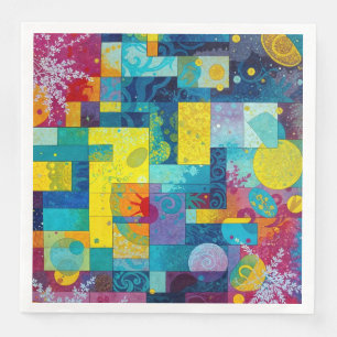 Serviette En Papier Jardin de fleurs cosmiques : mosaïque Abstraite de