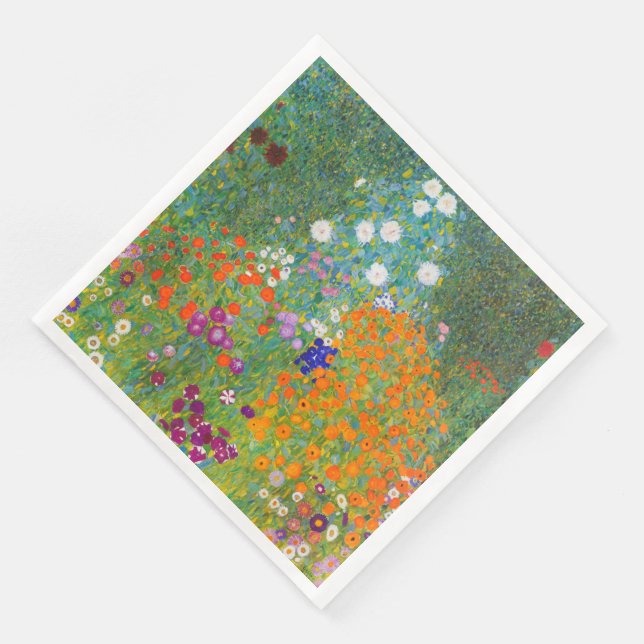 Serviette En Papier Jardin de fleurs par Gustav Klimt (Coin)