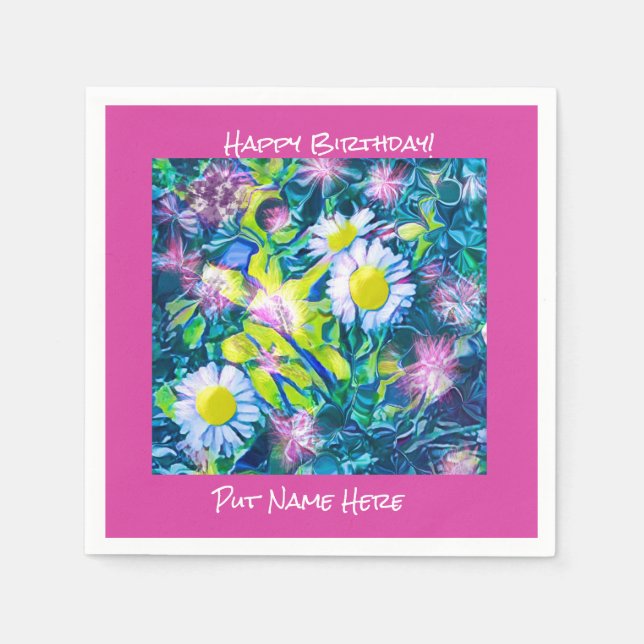 Serviette En Papier Jardin de l'amour Fleurs sauvages Anniversaire ser (Devant)