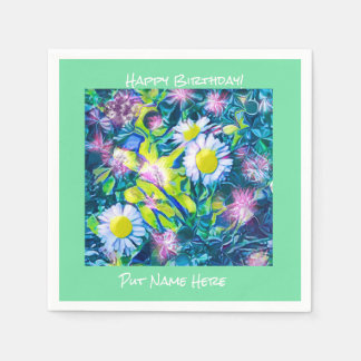 Serviette En Papier Jardin de l'amour Fleurs sauvages Anniversaire ser