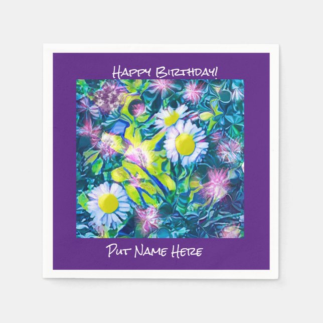 Serviette En Papier Jardin de l'amour Fleurs sauvages Anniversaire ser (Devant)