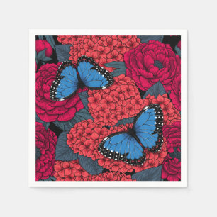 Serviette En Papier Jardin de morpho bleu