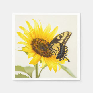 Serviette En Papier Jardin de papillon de tournesol Jaune Floral Servi