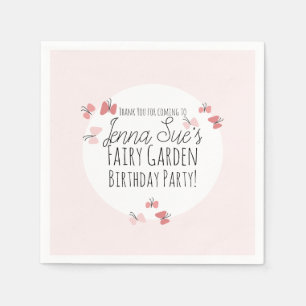 Serviette En Papier Jardin de papillons Anniversaire Rose      