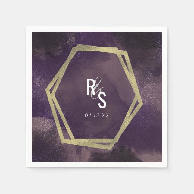 Serviette En Papier Jardin Dreamy Rose Faux Gold Splash Mariage (Devant)