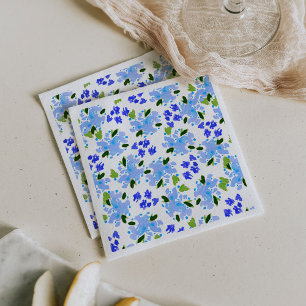 Serviette En Papier Jardin Floral Aquarelle Bleue
