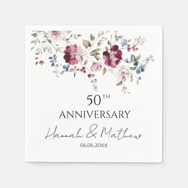 Serviette En Papier Jardin Floral Délicat Tout Anniversaire (Devant)