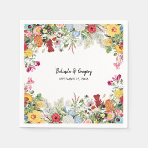 Serviette En Papier Jardin Floral Fleurs colorées Mariage