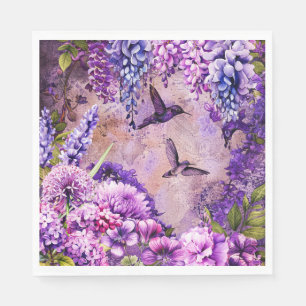 Serviette En Papier Jardin Floral Napkin Hummingbirds Wisteria