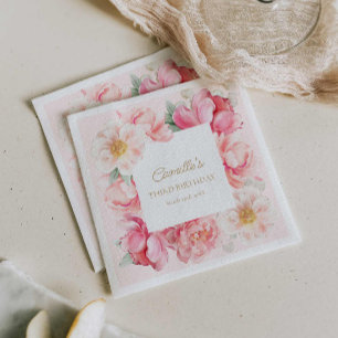Serviette En Papier Jardin Floral rose Anniversaire