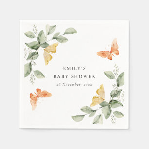 Serviette En Papier Jardin Jaune mignon Baby shower de Papillons
