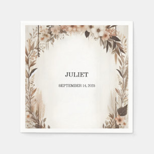 Serviette En Papier Jardin Printemps Bois Bohème Rustique Baby Shower 