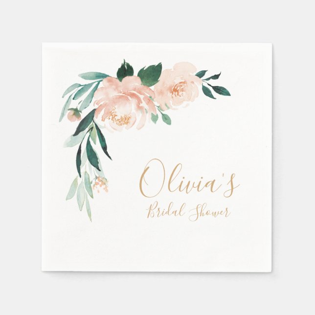 Serviette En Papier Jardin romantique pêche nuptiale fleurie douche (Devant)