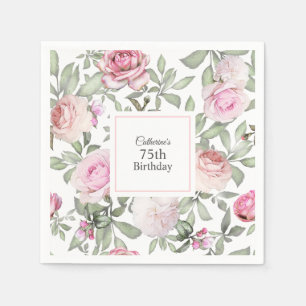 Serviette En Papier Jardin Rose d'été féminin Floral 75e anniversaire