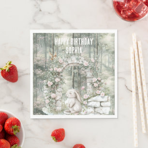 Serviette En Papier Jardin rose enchanté Lapin Jardin Anniversaire