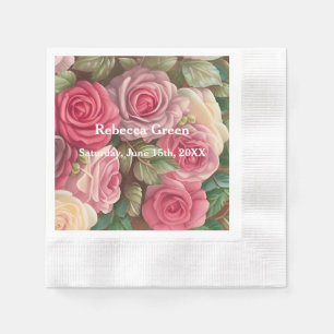 Serviette En Papier Jardin Rose victorien - Bouquet Mariage