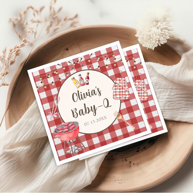 Serviette En Papier Jardin rouge BBQ bébé Q Baby shower serviettes (Créateur téléchargé)