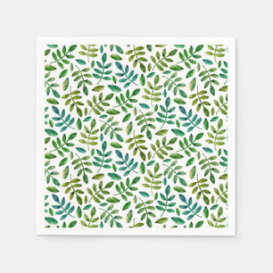 Serviette En Papier Jardin vert motif feuille. Aquarelle botanique
