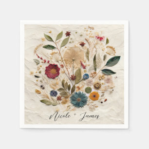 Serviette En Papier Jardin Whimsical Pressé Fleurs Mariage bohème