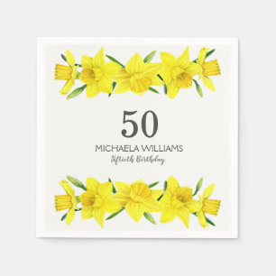 Serviette En Papier Jaune Aquarelle Daffodiles 50e fête d'anniversaire
