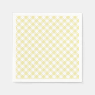 Serviette En Papier Jaune beurre Gingham Rétro