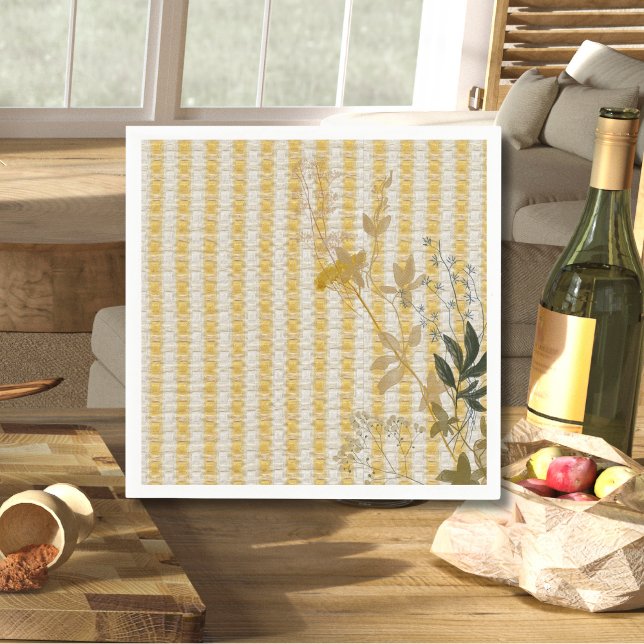 Serviette En Papier Jaune Blanc Fruit En vichy Plaid Farmhouse (Créateur téléchargé)