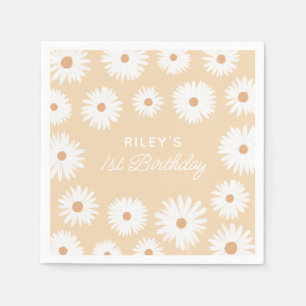 Serviette En Papier Jaune Boho Daisy fête d'anniversaire