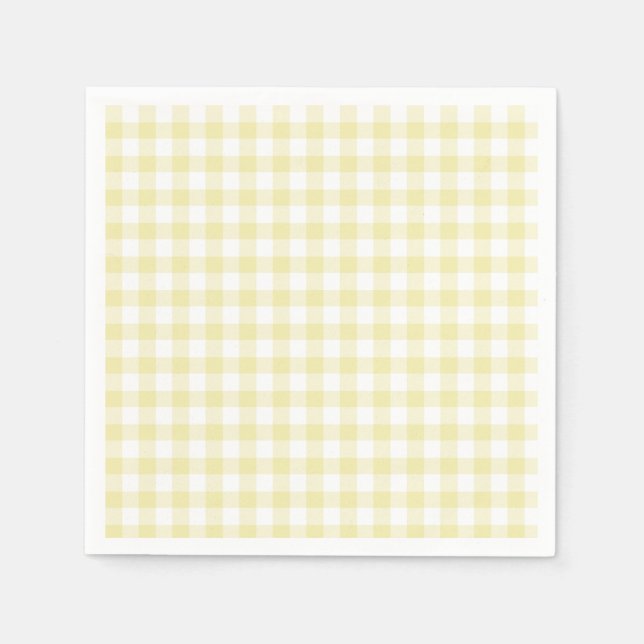 Serviette En Papier Jaune boutonneau gingham classique (Devant)