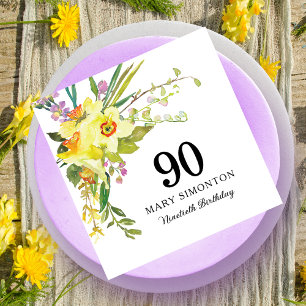 Serviette En Papier Jaune Daffodile Blanc 90e Anniversaire