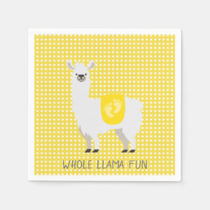 Serviette En Papier Jaune et blanc Baby shower Llama neutre pour le ge